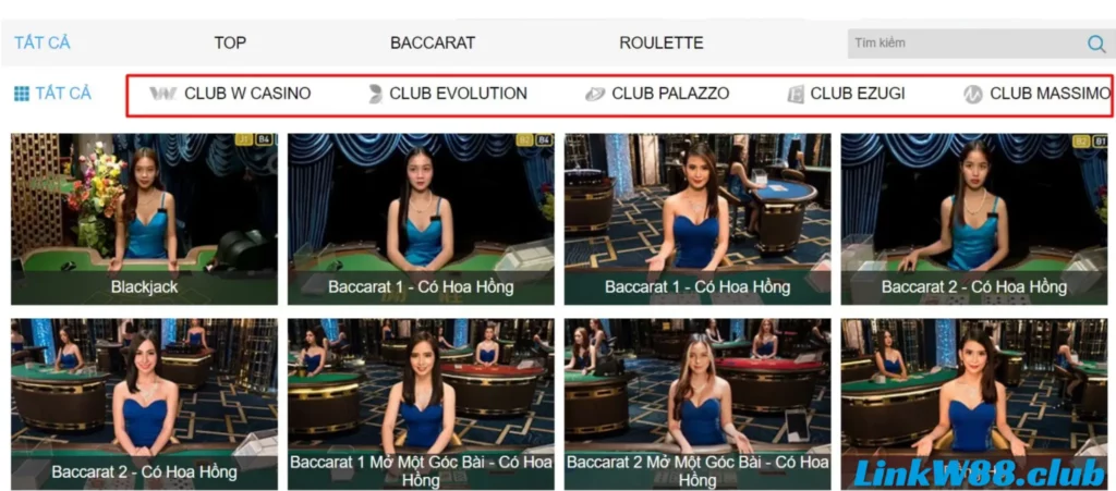 Các sảnh game Casino trực tuyến đẳng cấp tại nhà cái W88