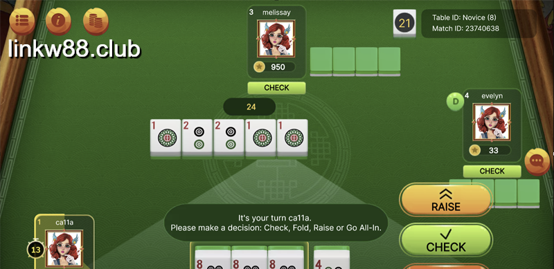 Poker mạt chược có tới 4 vòng cược